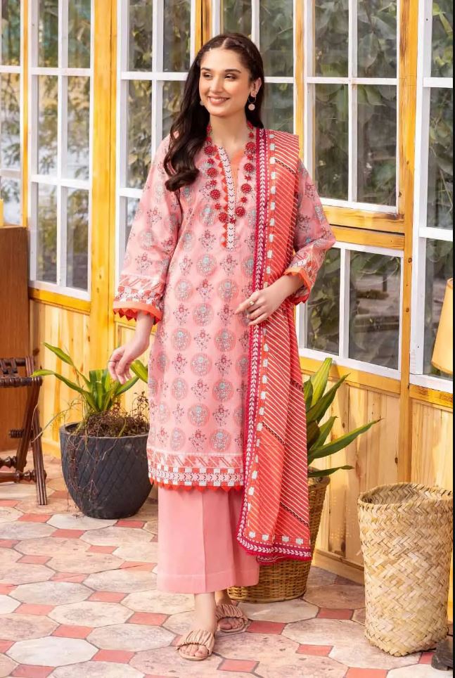 GUL AHMED 3PC Embroidered Lawn Unstitched Suit - Alkarim Fabrics
